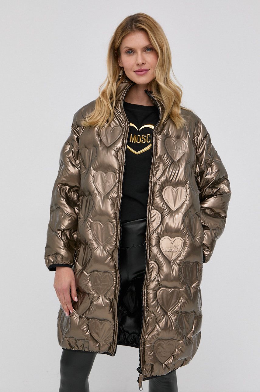 Love Moschino Geacă femei, culoarea maro, de iarnă 2023 ❤️ Pret Super answear imagine noua 2022