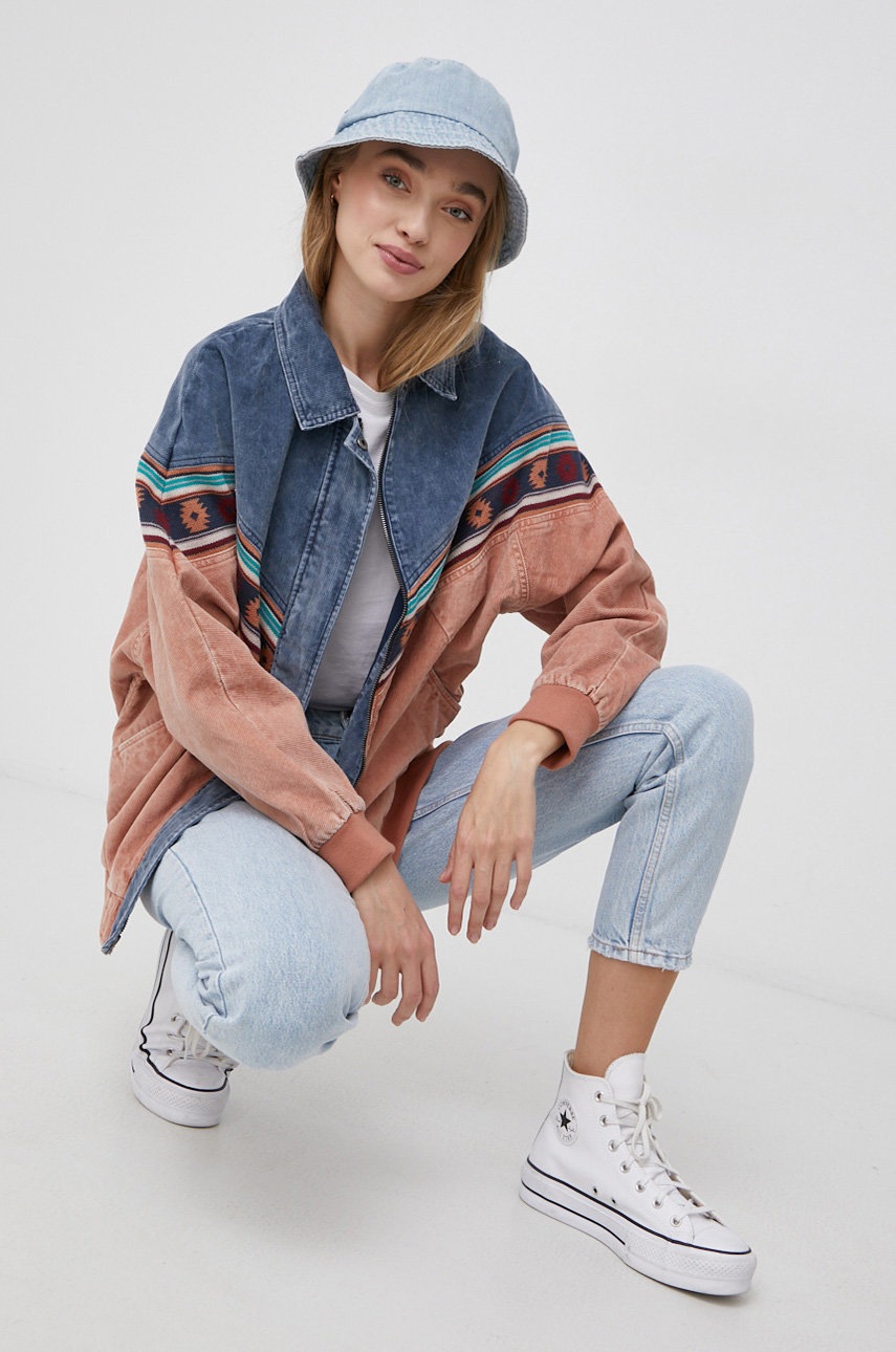 

Вельветовая куртка Roxy цвет оранжевый переходная oversize
