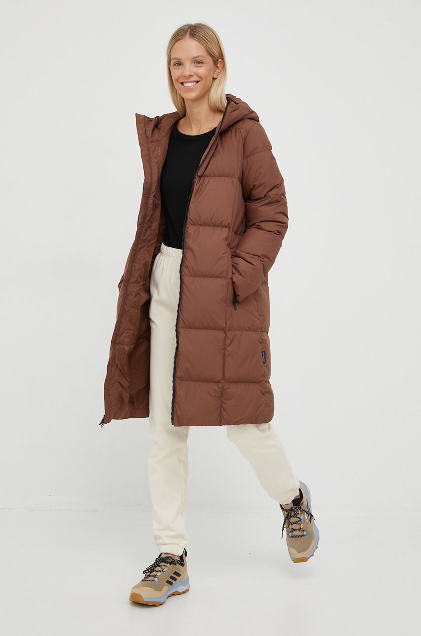 

Пухова куртка Jack Wolfskin жіноча колір коричневий зимова