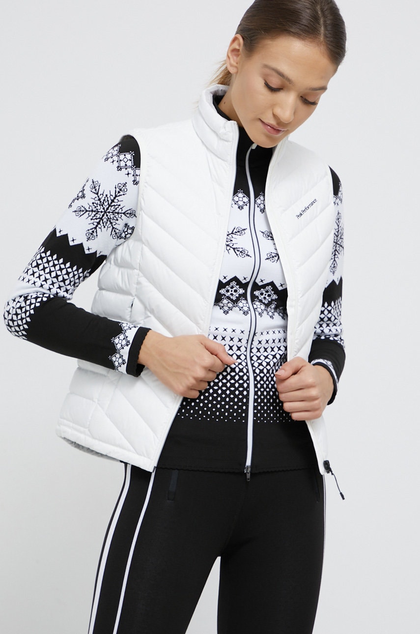 Peak Performance Vestă de puf culoarea alb, de tranzitie