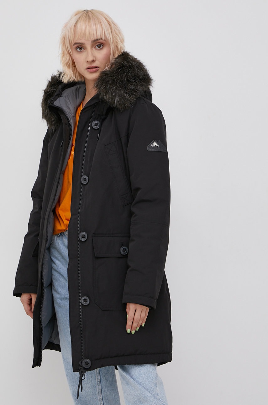 

Пухова куртка Superdry жіноча колір чорний зимова