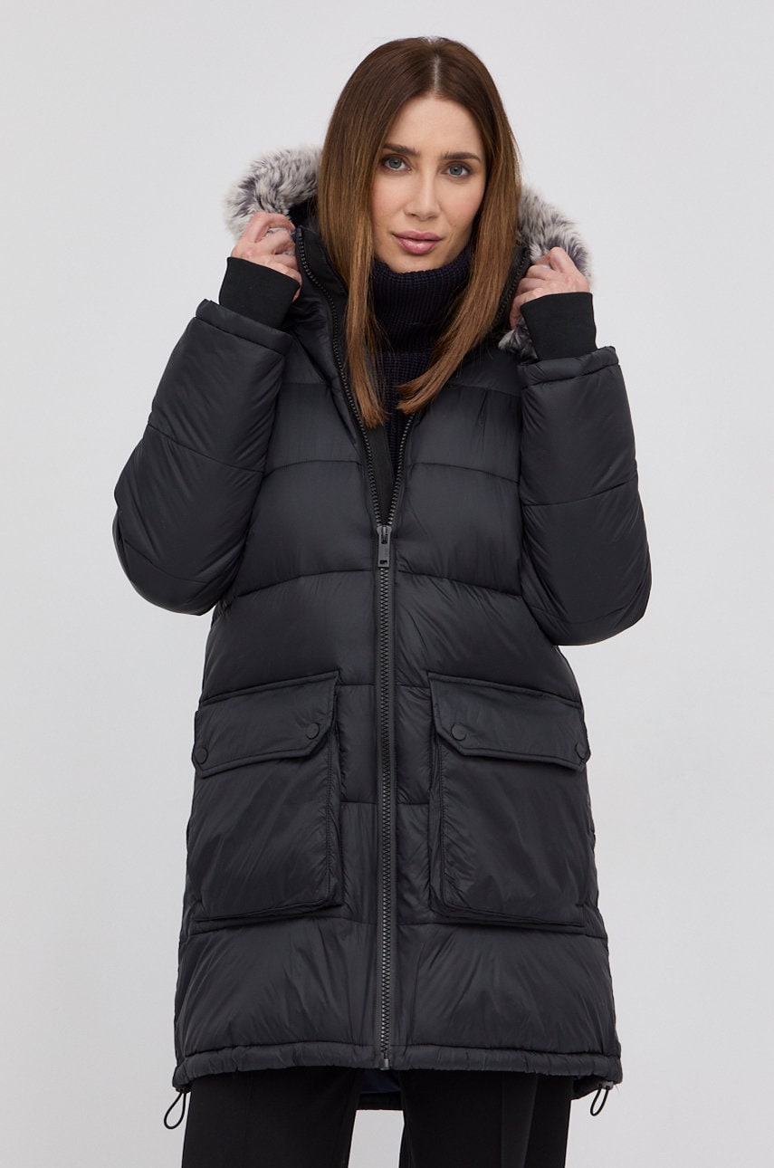 UGG Geacă femei, culoarea negru, de iarnă