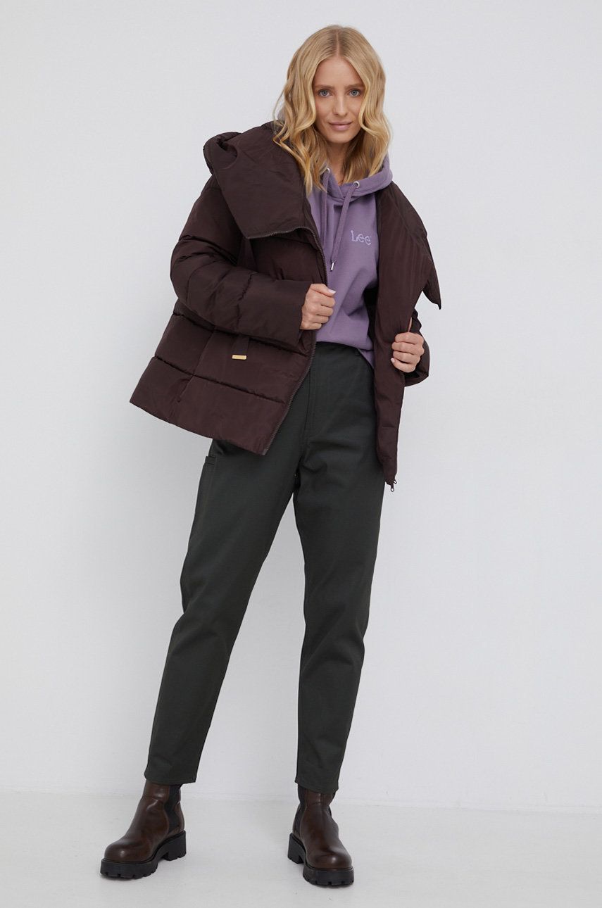 Sisley Geacă femei, culoarea maro, de iarnă, oversize answear.ro imagine megaplaza.ro