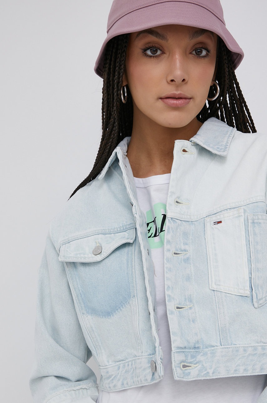 

Дънково яке Tommy Jeans дамска с преходна изолация, Син