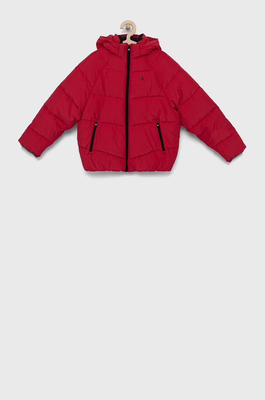 Calvin Klein Jeans Kurtka dziecięca kolor czerwony