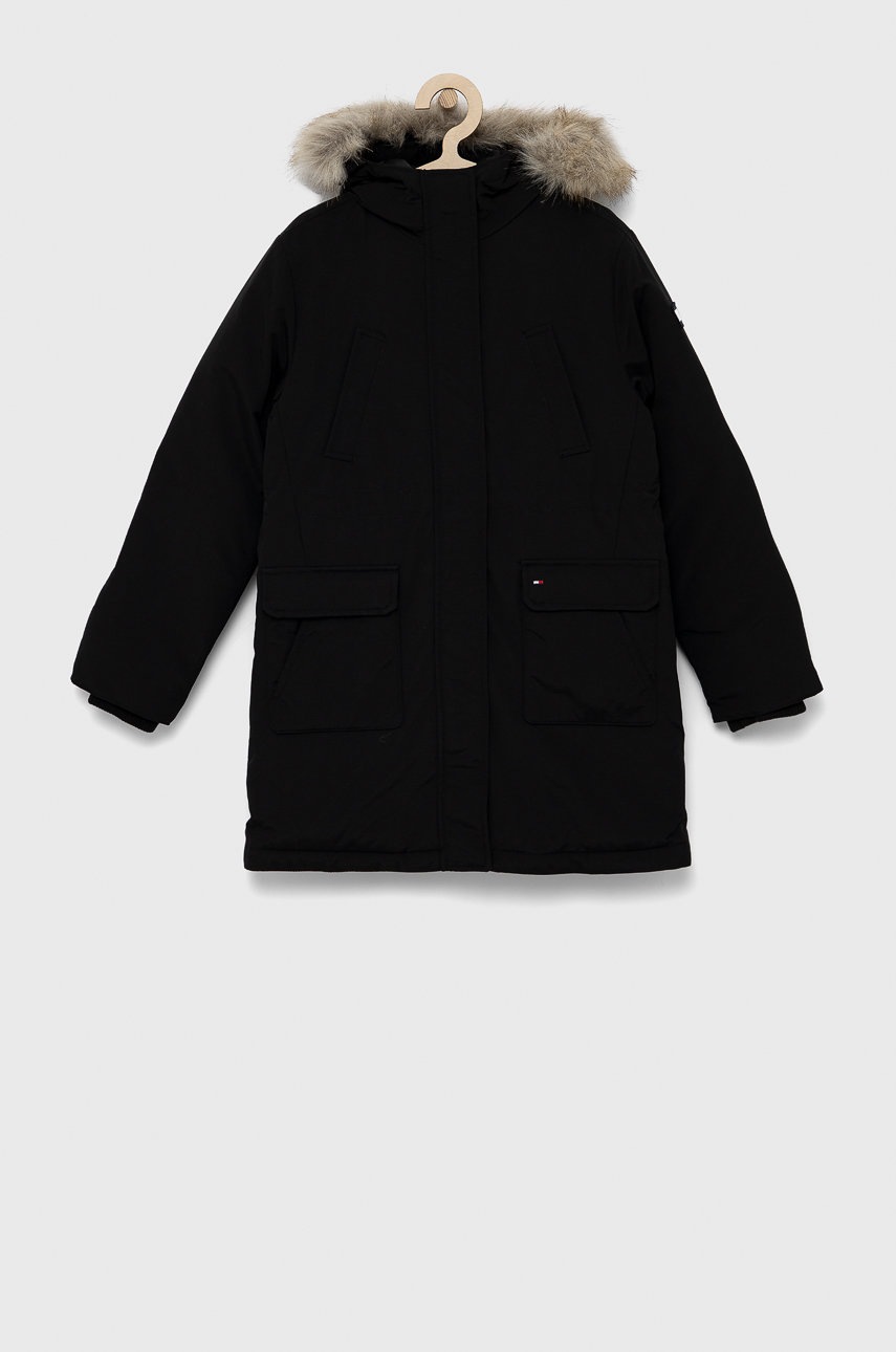 

Детско яке Tommy Hilfiger в черно, Черен