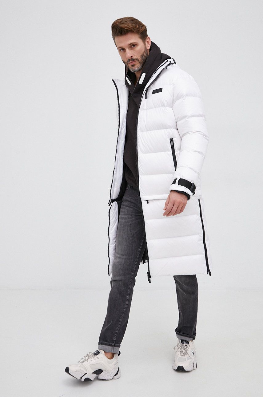 Karl Lagerfeld Geacă bărbați, culoarea alb, de iarnă answear.ro