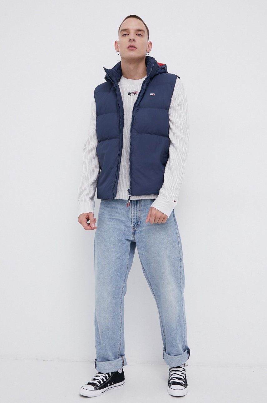 

Пуховая безрукавка Tommy Jeans мужская цвет синий зимний