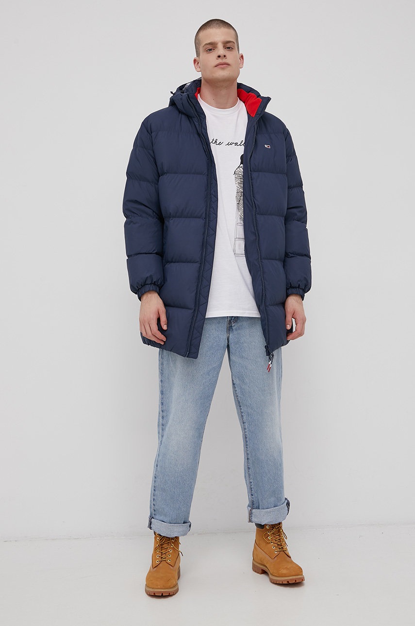 

Пуховая куртка Tommy Jeans мужская цвет синий зимняя