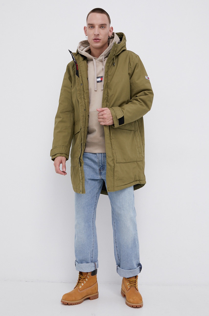 

Куртка Tommy Jeans чоловіча колір бежевий зимова