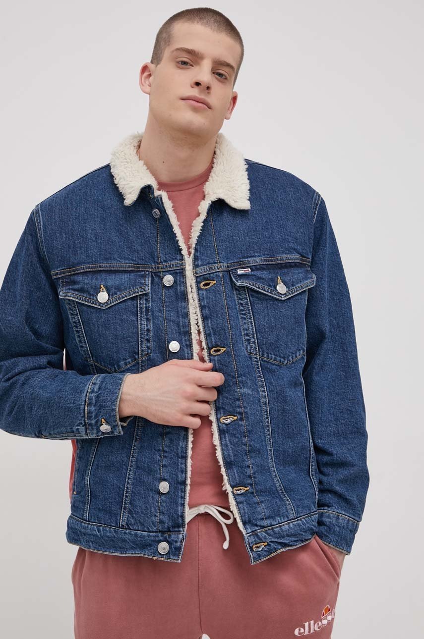 

Дънково яке Tommy Jeans мъжко в тъмносиньо с преходна изолация с уголемена кройка, Тъмносин