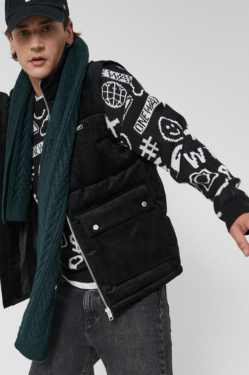 Jack & jones vestă bărbați, culoarea negru, de iarnă