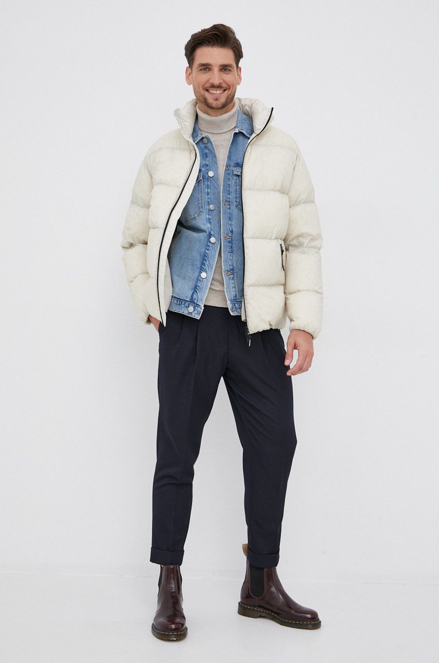 Calvin Klein Kurtka puchowa męska kolor kremowy zimowa