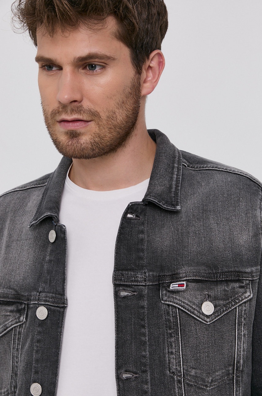 

Джинсова куртка Tommy Jeans чоловіча колір сірий перехідна