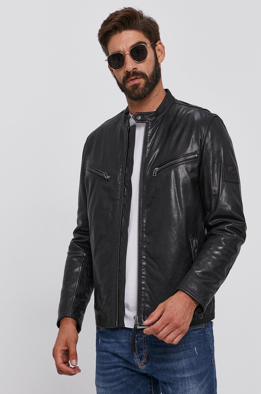 

Koжено яке Pepe Jeans Peter мъжко в черно с преходна изолация, Черен