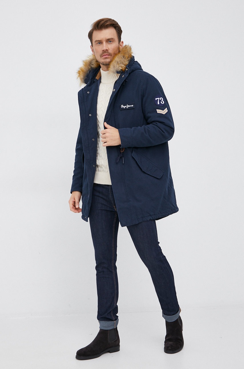 

Парка Pepe Jeans мужская цвет синий переходная