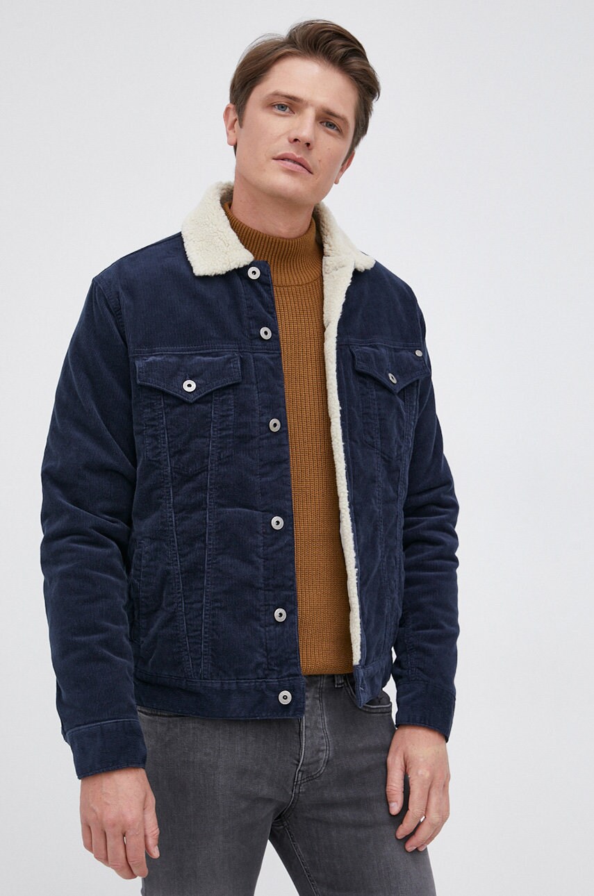 

Вельветовая куртка Pepe Jeans цвет синий переходная oversize