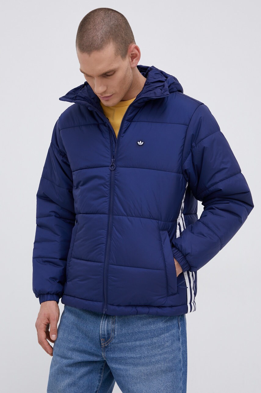 Adidas originals geacă de puf bărbați, culoarea violet, de iarnă