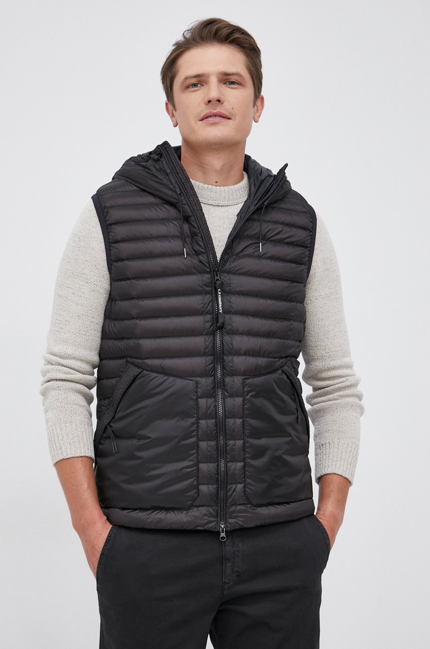 C.p. company vestă de puf bărbați, culoarea negru, de tranzitie