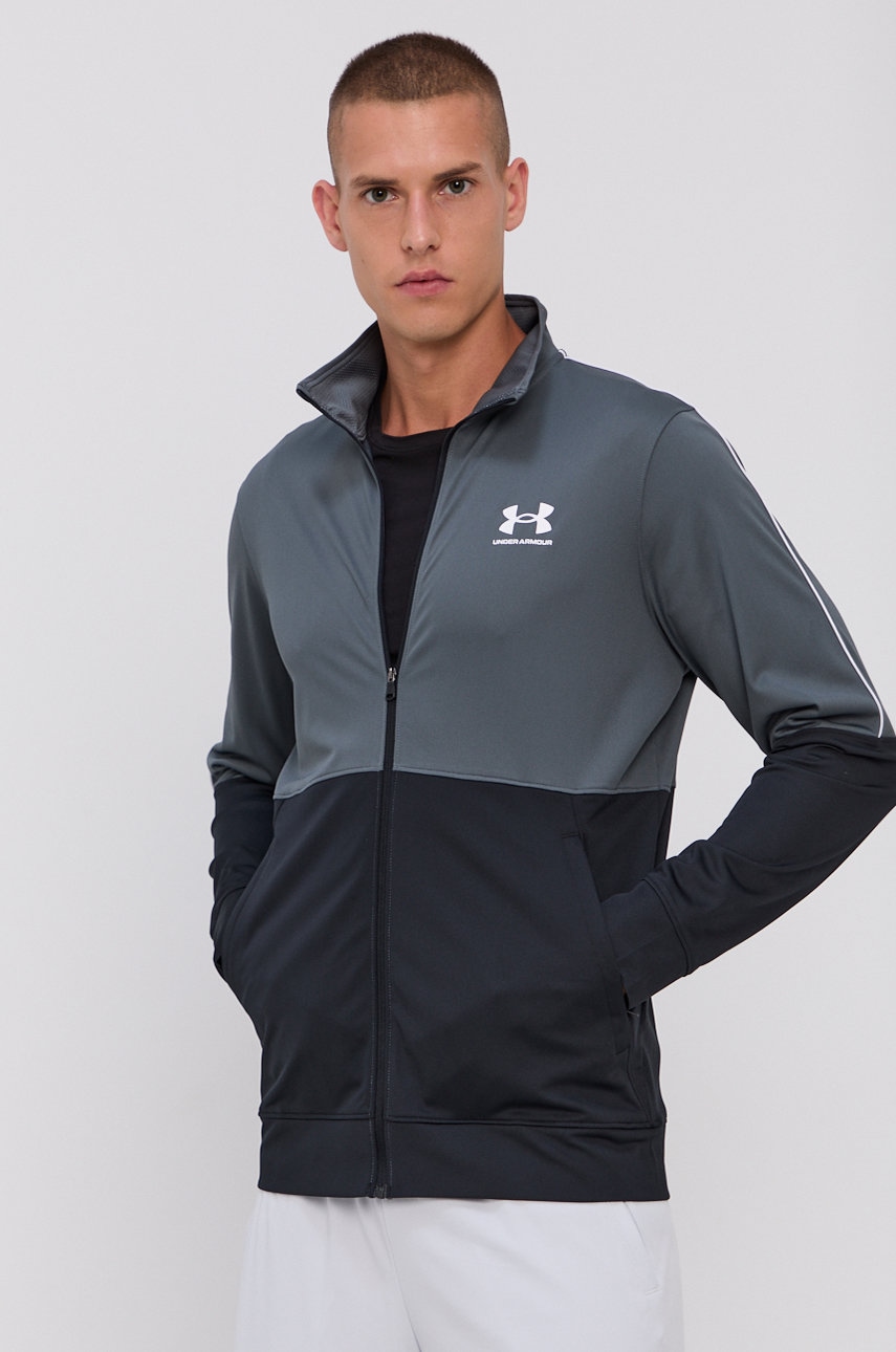 Levně Tréninková mikina Under Armour Pique 1366202 pánská, šedá barva, hladká