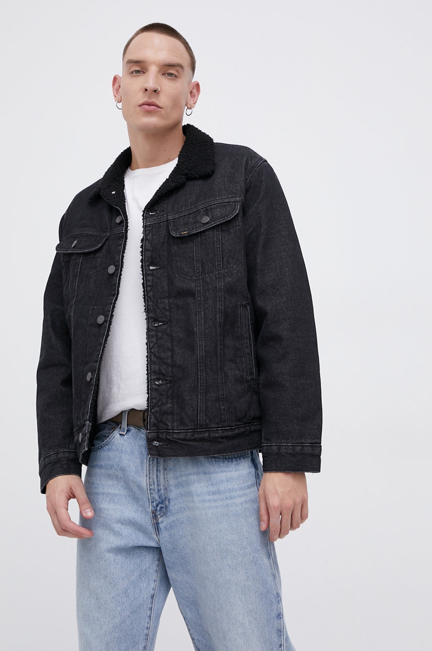 Lee geacă jeans bărbați, culoarea negru, de tranzitie