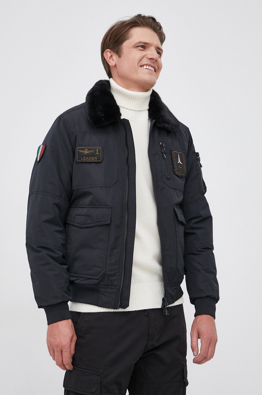 

Яке Aeronautica Militare мъжко в черно със зимна изолация, Черен