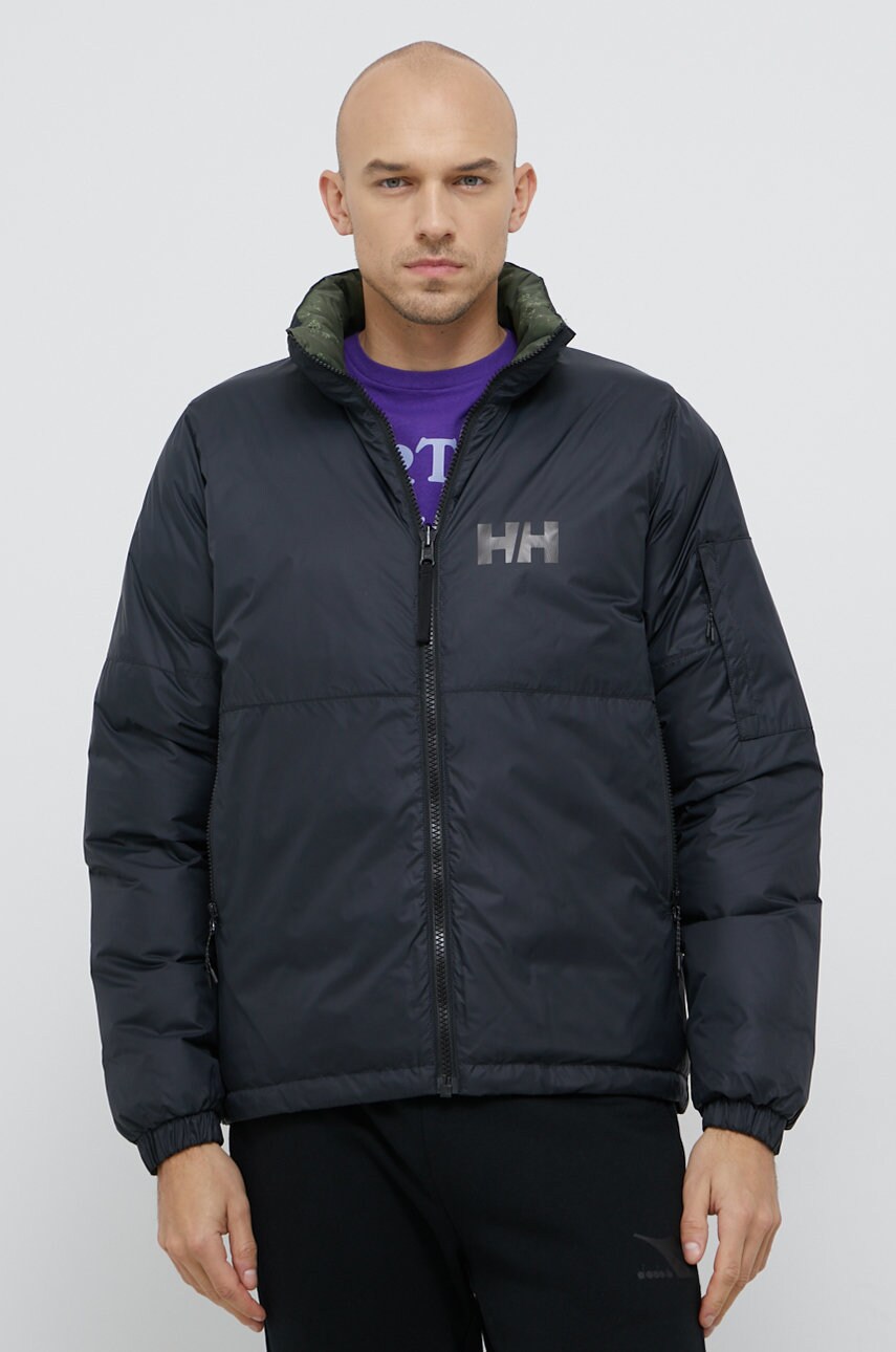 Helly hansen geacă cu două fețe bărbați, culoarea negru, de iarnă