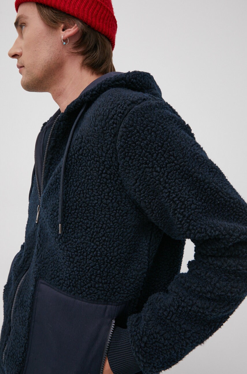Solid bluză bărbați, culoarea negru, material neted