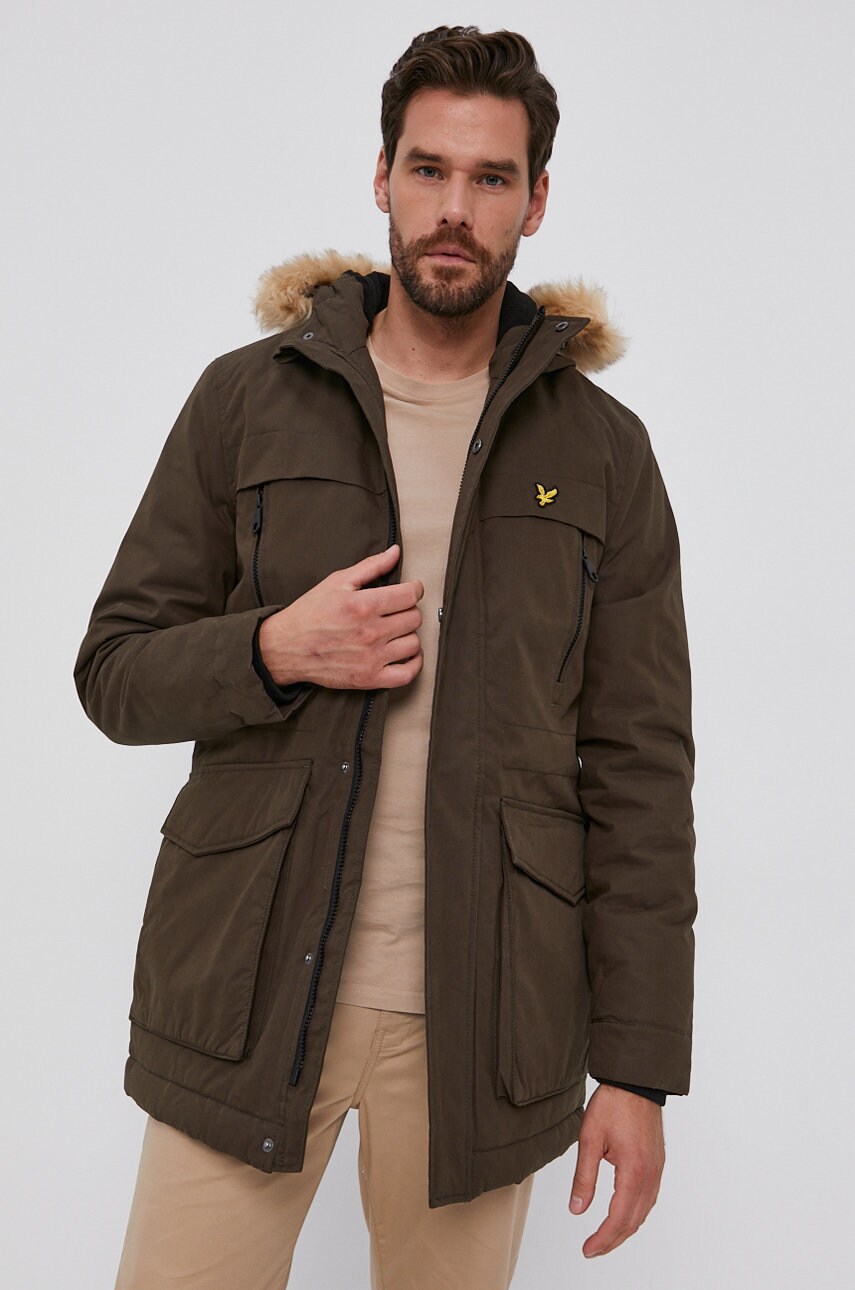 Lyle & scott geacă bărbați, culoarea verde, de iarnă