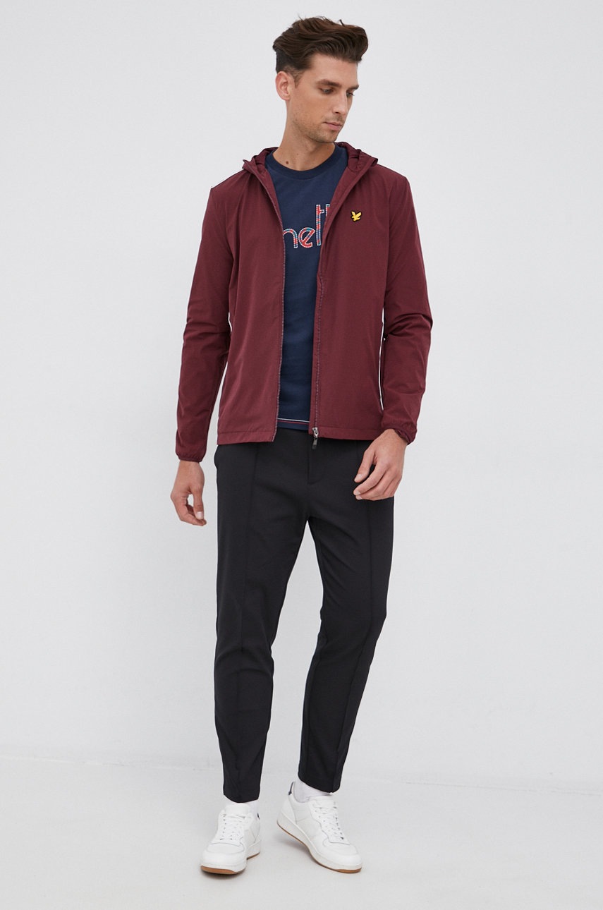 

Куртка Lyle & Scott колір бордовий перехідна