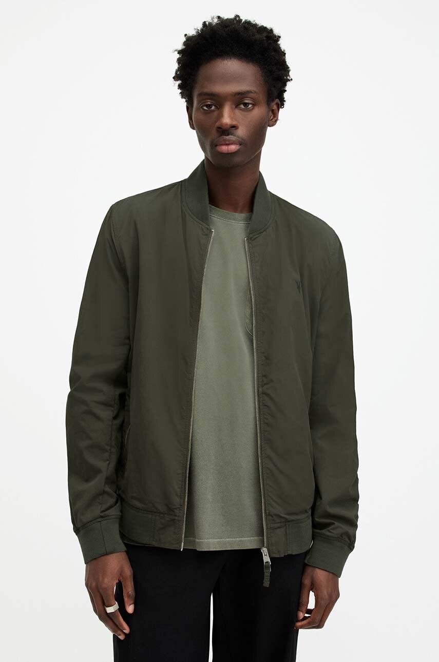 AllSaints geaca bomber barbati, culoarea verde, de tranzitie