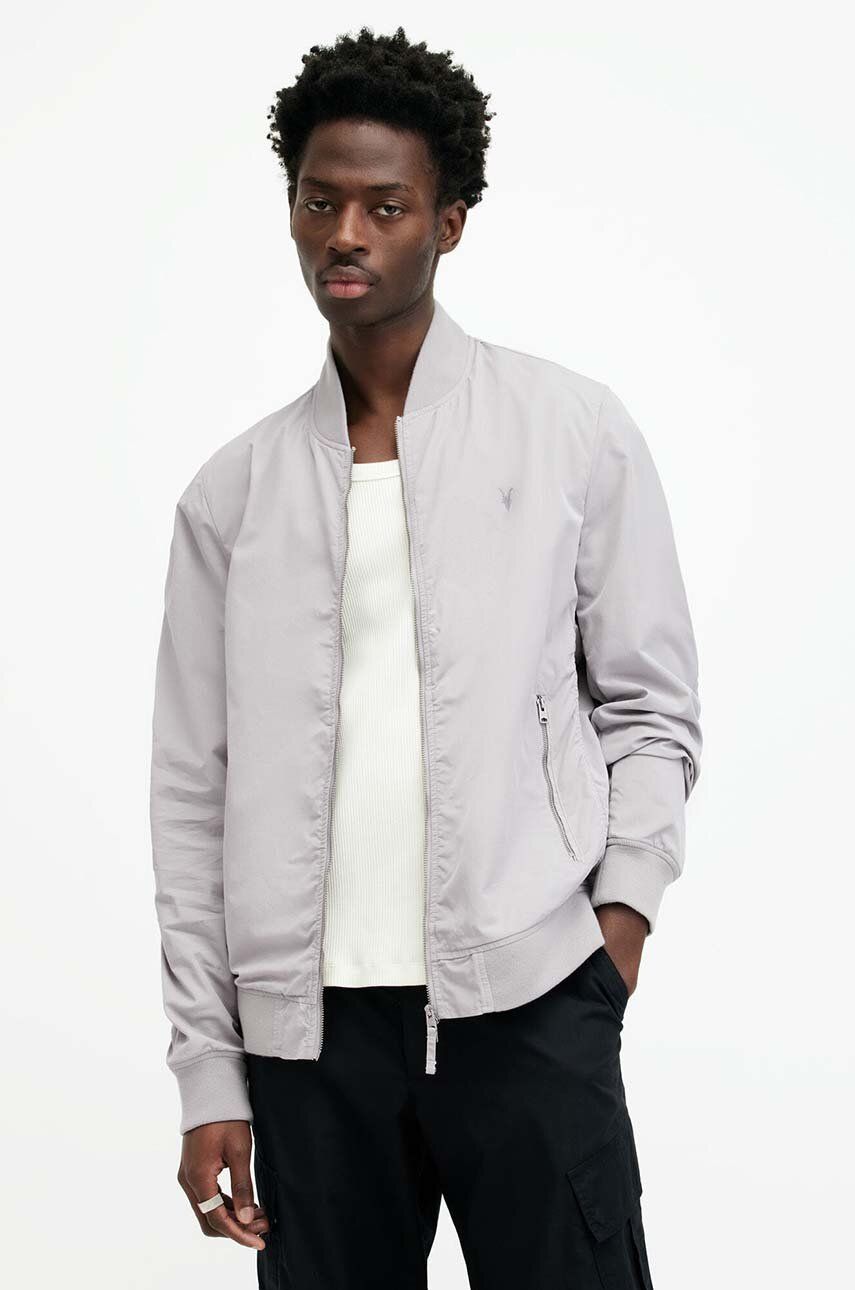 AllSaints geaca bomber barbati, culoarea gri, de tranzitie