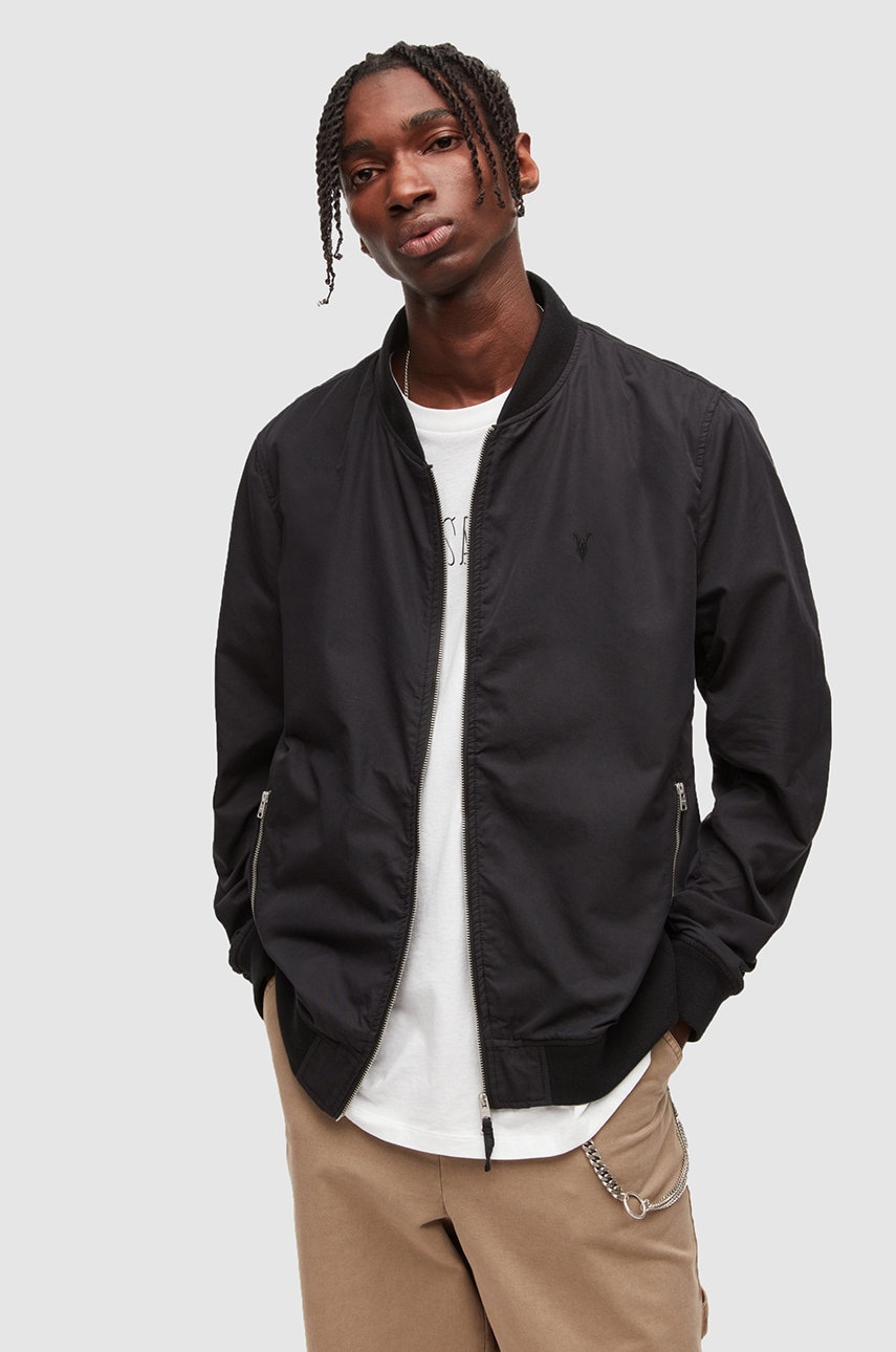 Allsaints Geaca Bomber Barbati, Culoarea Negru, De Tranzitie