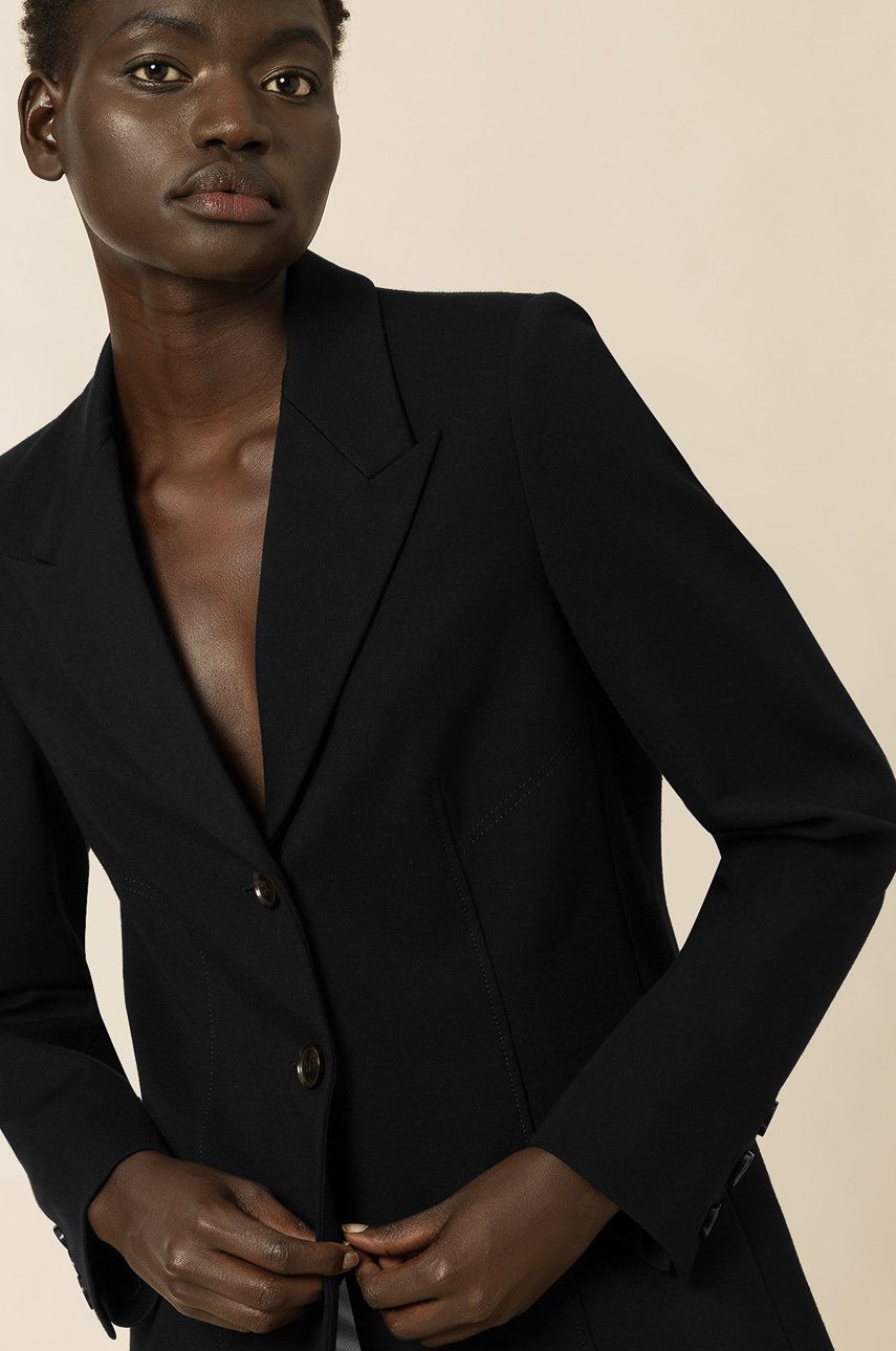 Ivy & Oak Sacou culoarea negru, un singur rand de nasturi, material neted answear.ro imagine noua 2022