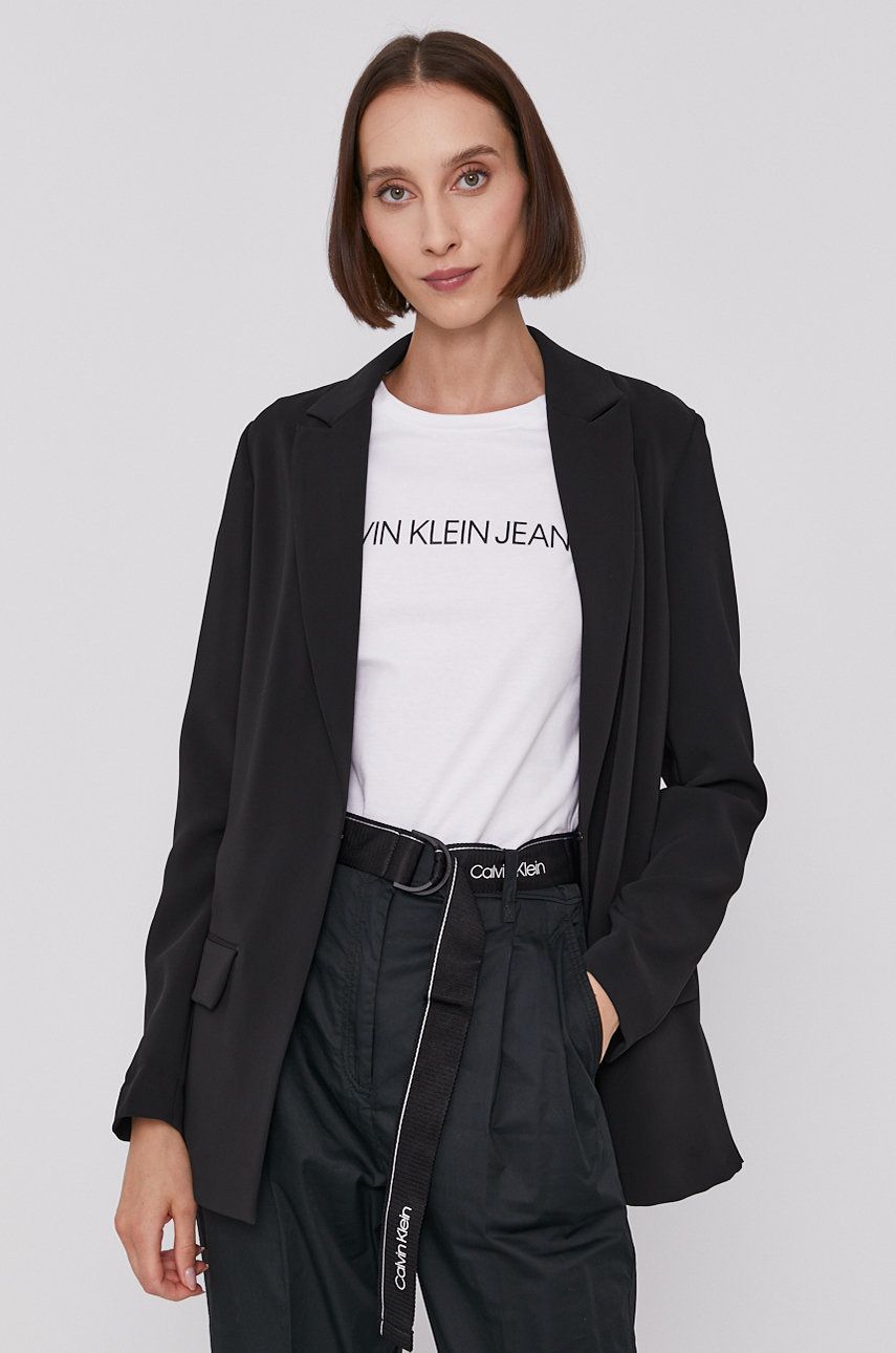 Calvin Klein Marynarka kolor czarny jednorzędowa gładka