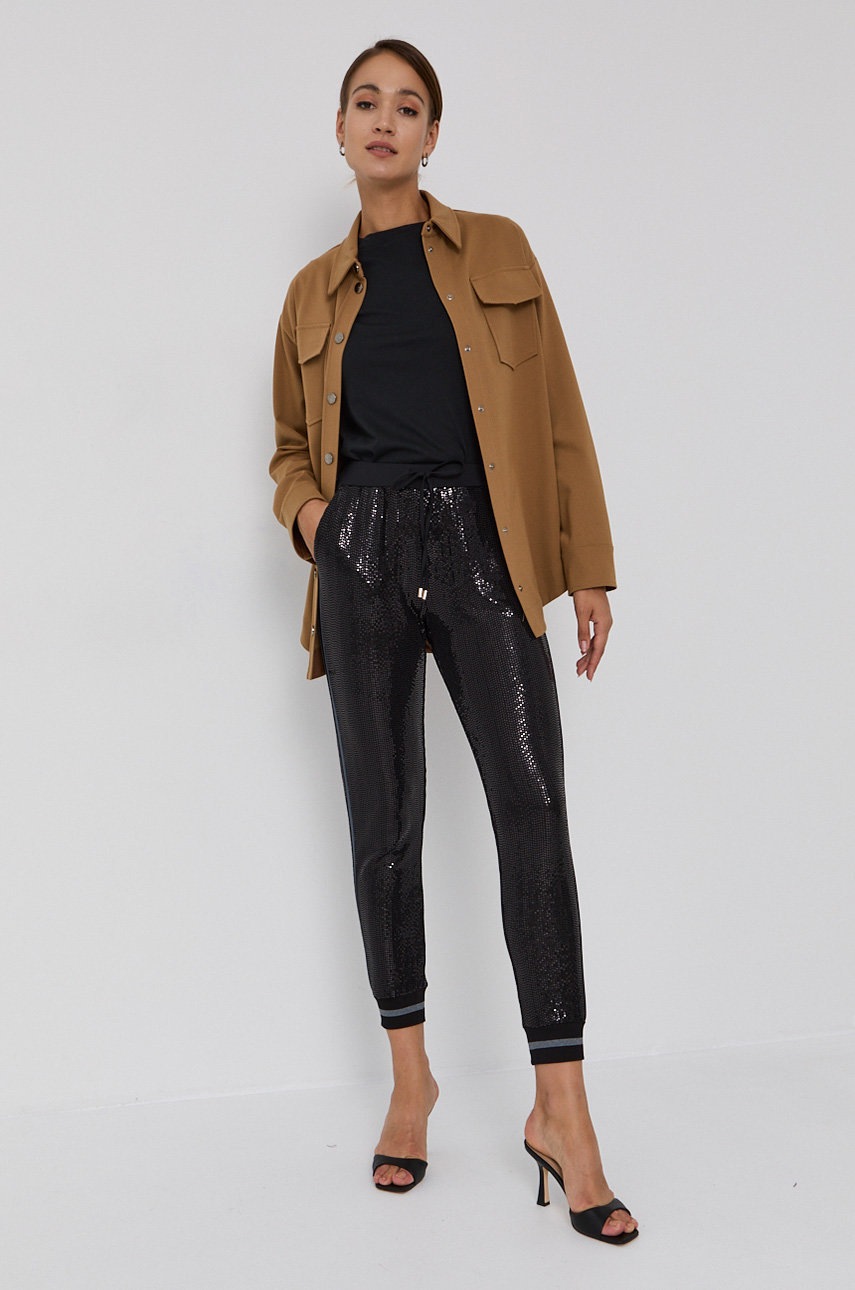 

Сорочка Pinko жіноча колір коричневий regular класичний комір
