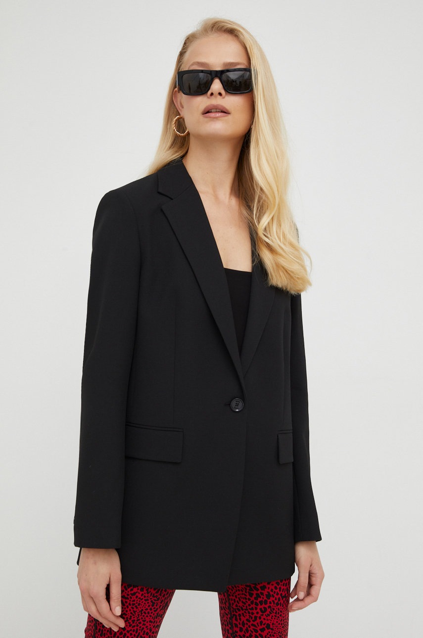 

Сако BOSS в черно с едно копче с изчистен дизайн, Черен