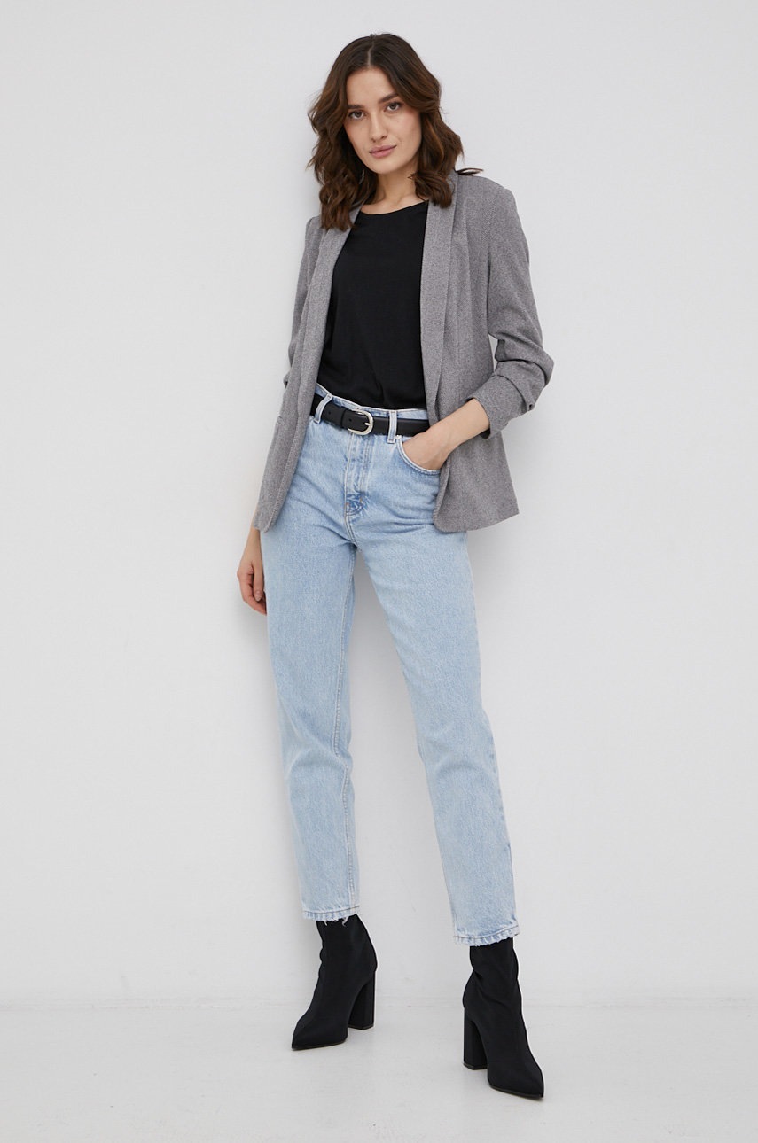 

Сако Vero Moda в сиво без закопчаване с десен, Сив