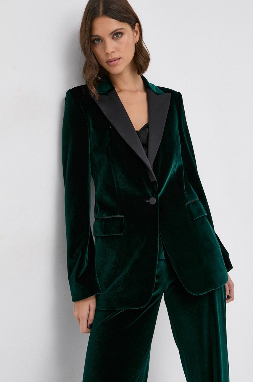 Karl Lagerfeld Sacou culoarea verde, un singur rand de nasturi, material neted answear.ro