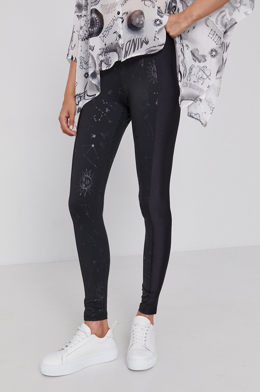 Desigual colanți femei, culoarea negru, cu imprimeu