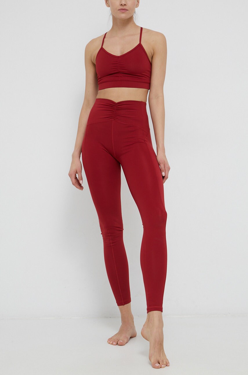 Only play colanți femei, culoarea bordo, material neted