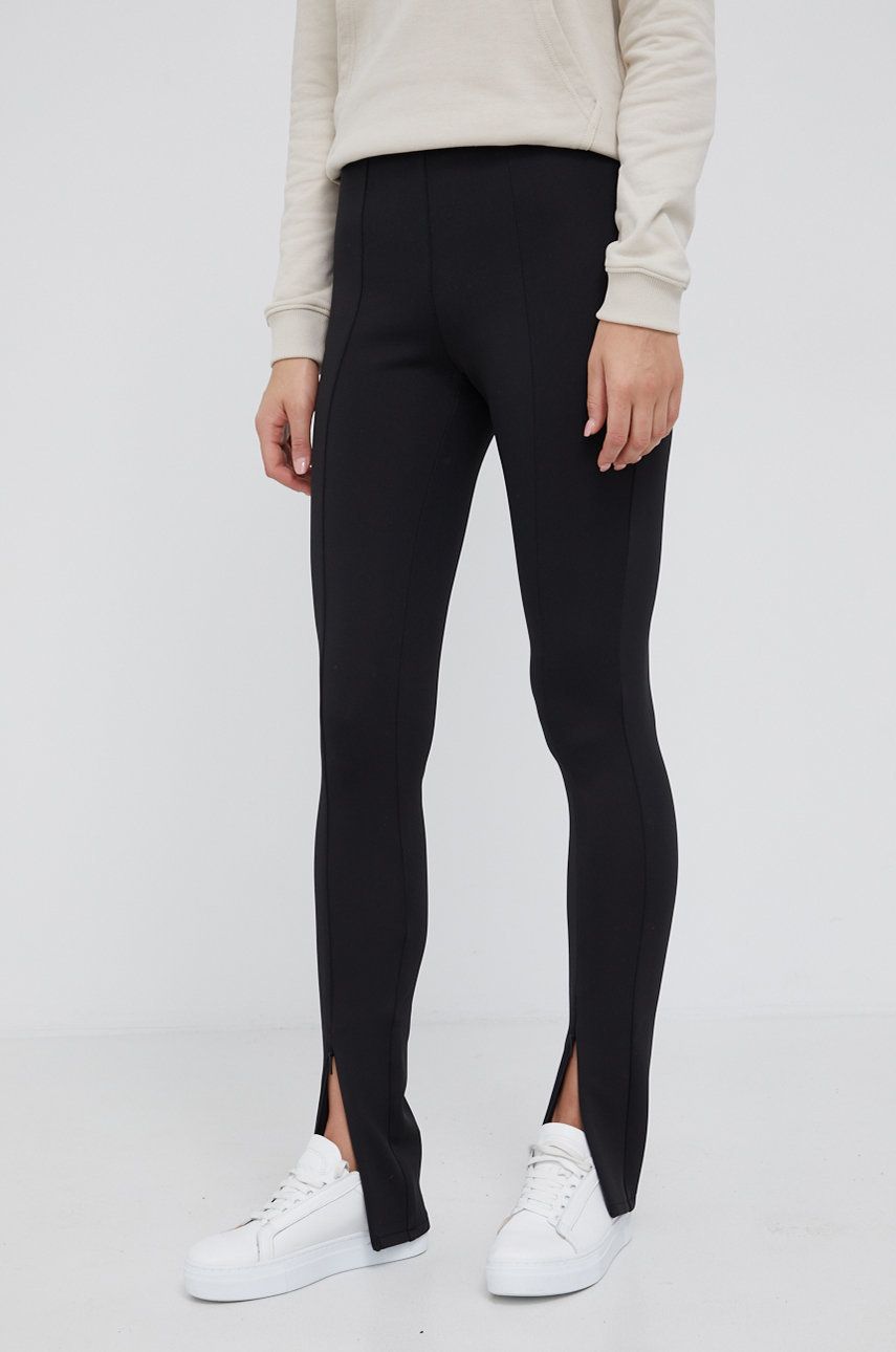 Calvin Klein Spodnie damskie kolor czarny gładkie