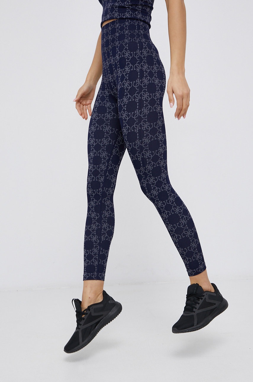 Guess Legginsy damskie kolor granatowy wzorzyste