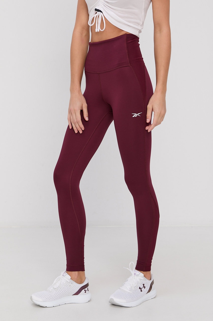 

Легінси Reebok GR9171 жіночі колір бордовий гладкі