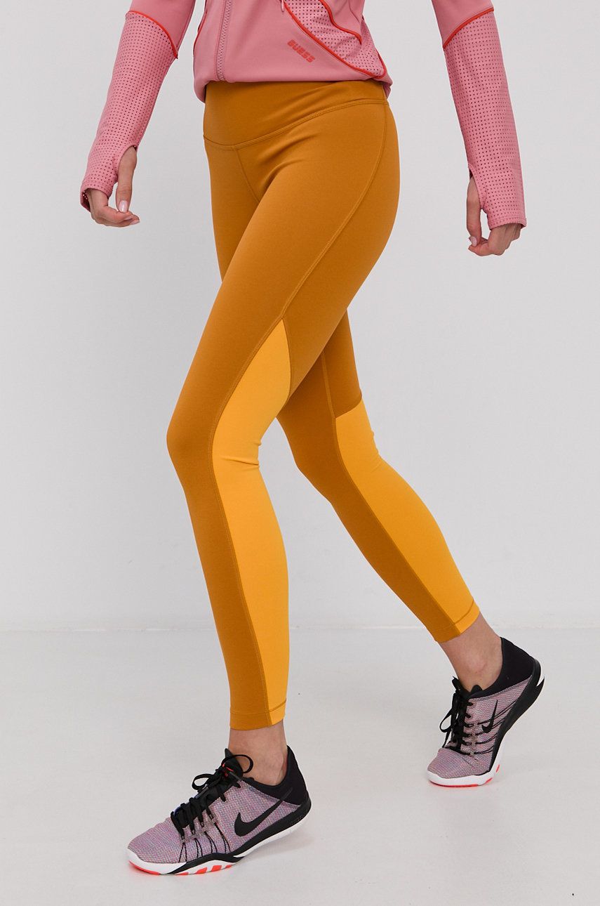 Reebok Colanți GU3278 femei, culoarea portocaliu, material neted