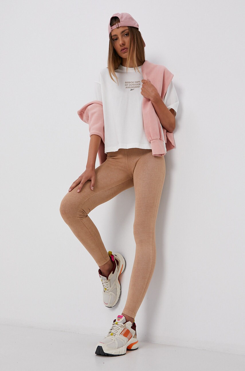 

Легінси Reebok Classic H11213 жіночі колір бежевий гладкі