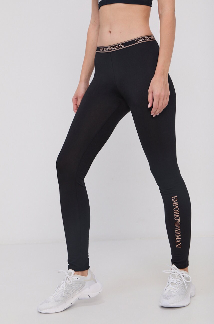 Emporio armani underwear colanți femei, culoarea negru, cu imprimeu