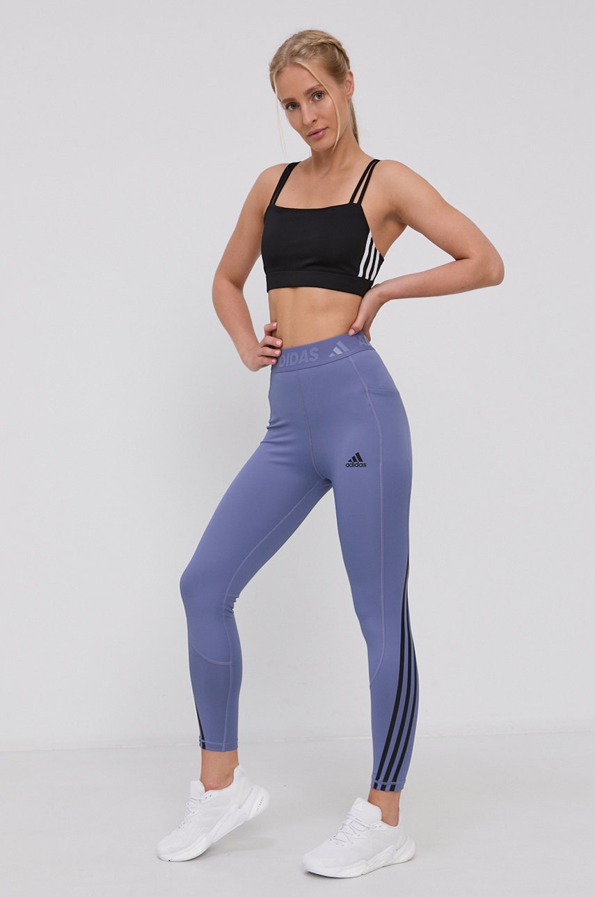 

Леггинсы adidas Performance женские цвет фиолетовый гладкие