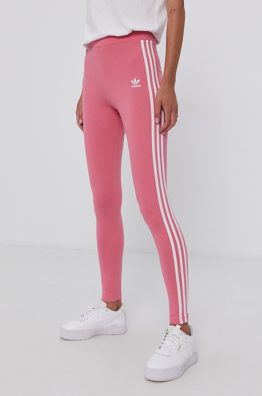 

Легінси adidas Originals жіночі колір рожевий гладкі