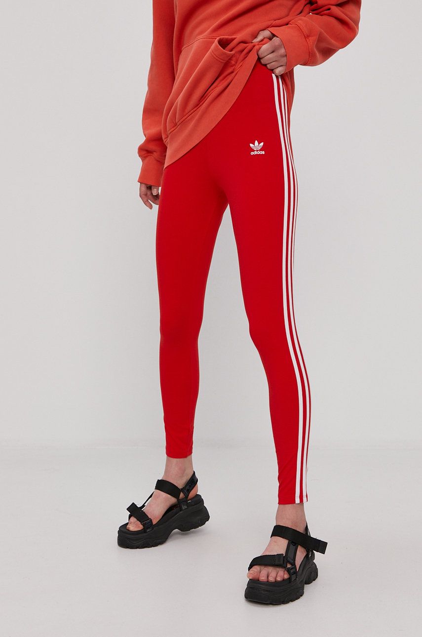 Adidas Originals Colanti femei, culoarea rosu, material neted